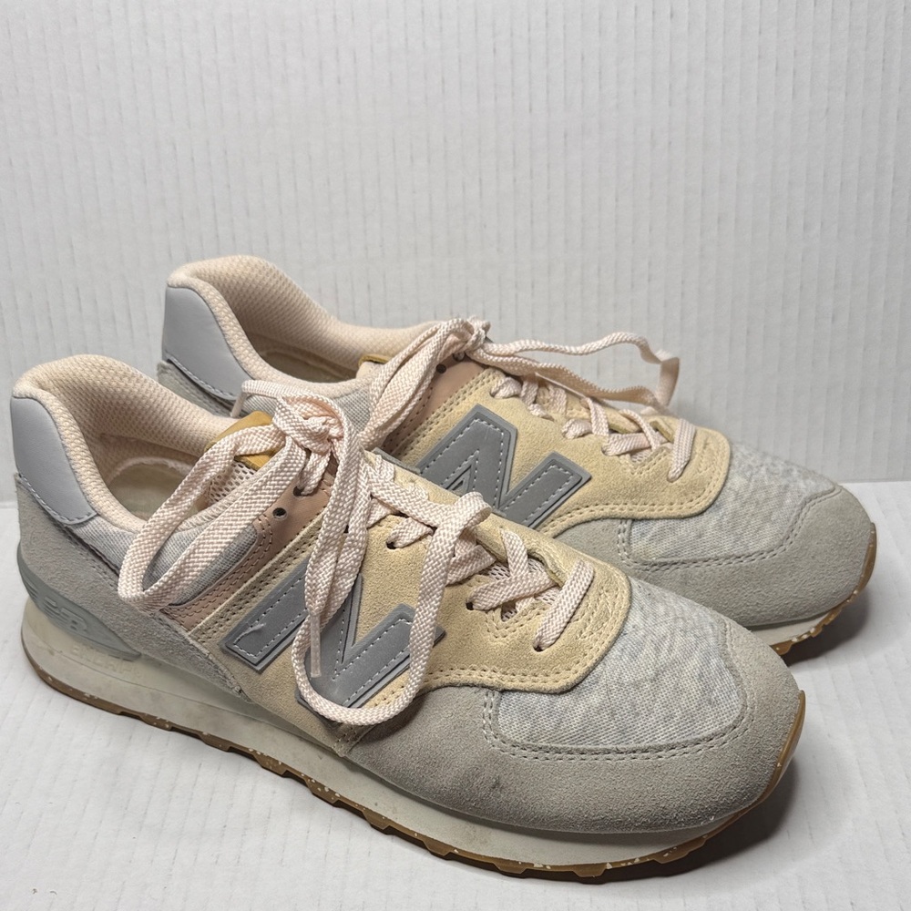 New Balance 574 Women's Cream and Gray Sneakers
